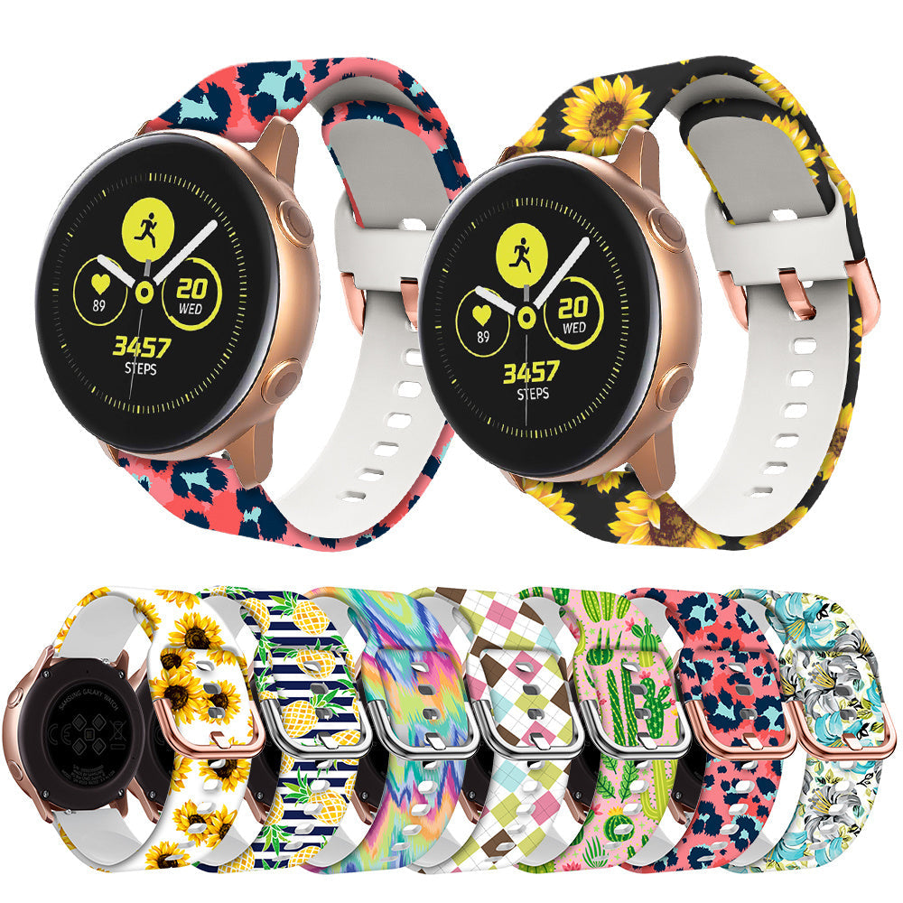 Samsung Silicone Smart Watch Strap 20mm 46 Colors Print - in smart watch strap 22mm silicone print