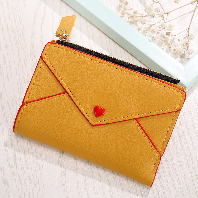Sandwich Pocket PU Leather Wallet in Various Colors for United States Buyers - Heart-Shaped Bag: Love Your Cash Style