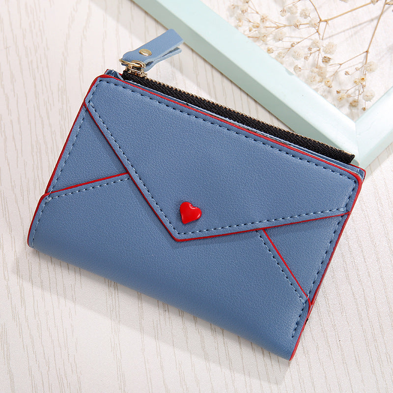 Sandwich Pocket PU Leather Wallet in Various Colors for United States Buyers - Heart-Shaped Bag: Love Your Cash Style