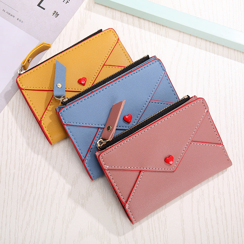Sandwich Pocket PU Leather Wallet in Various Colors for United States Buyers - Heart-Shaped Bag: Love Your Cash Style