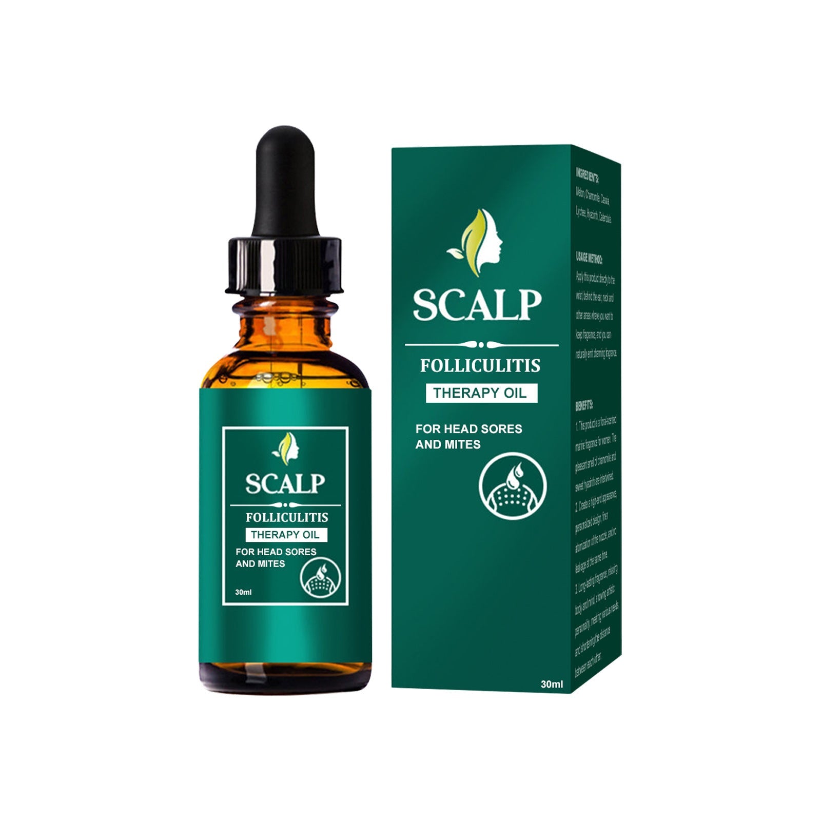 Scalp Hair Care Oil with Grape Seed Ginger Ginseng Peppermint Extract 30ml - scalp hair care grape seed oil ginger