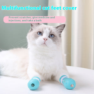 Second Generation Light Blue Green Pink Cat Booties Rubber Non Slip Pet Shoes - [second generation] light anti scratch