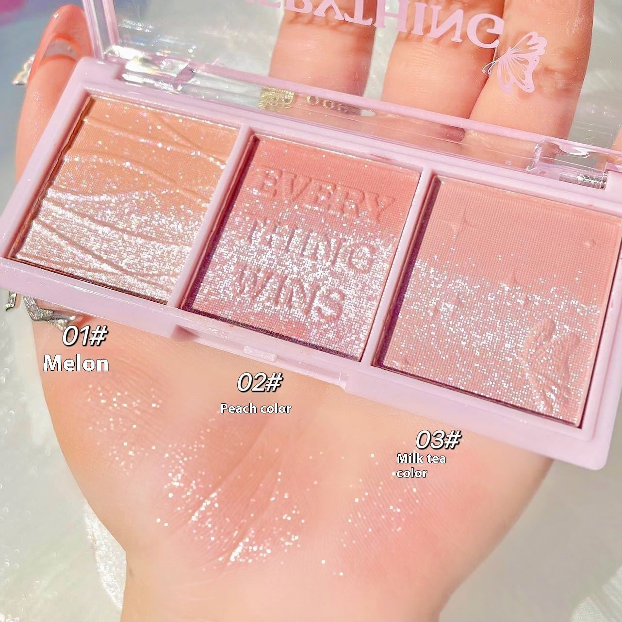Secret Garden Gradient Pearlescent Blush and Eye Palette with Three-Color - secret garden gradient pearlescent blush