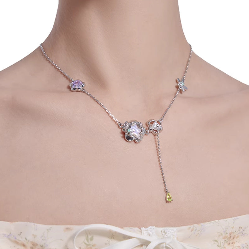 Secret Garden Series Colorful Flower Double-layer Necklace - Secret Garden Colorful Flower Double-layer Necklace