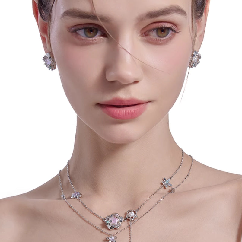 Secret Garden Flower Double-Layer Necklace in Vibrant Colors for United States Buyers - Colorful Double-layer united