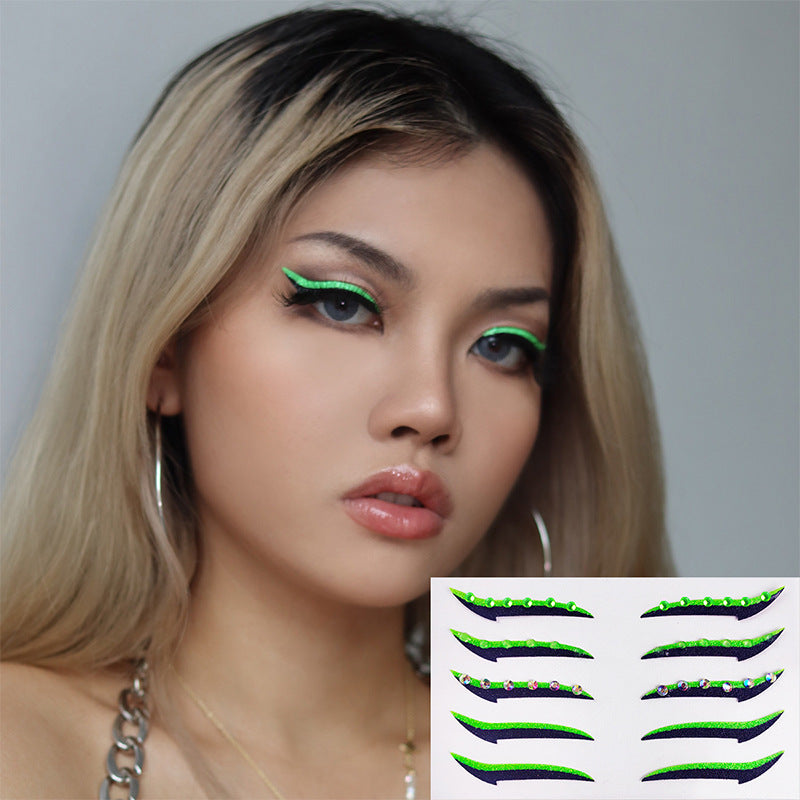 Self-Adhesive Eye Shadow Stickers in Fluorescent Green and Bright Colors - eye shadow stickers self-adhesive fe8006