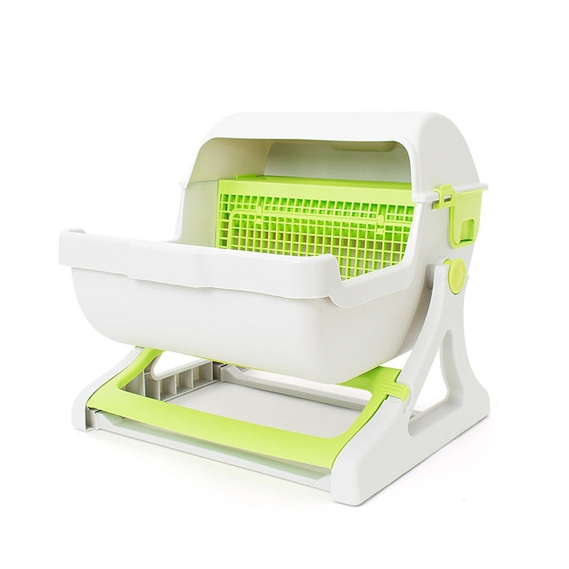 Semi Automatic Tilting Cat Litter Box with Lid in Multiple Colors - Teleplus litter box