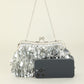 Sequin Short Chain Crossbody Bag with Satin Lining and Plastic Frame - short chain