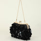Sequin Short Chain Crossbody Bag with Satin Lining and Plastic Frame - short chain