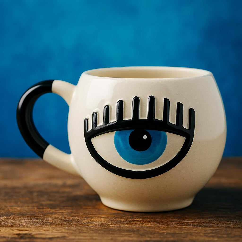 Set of 2 Handmade Ceramic Mugs with 3D Embossed Designs - Teleplus handmade ceramic mugs embossed designs artistic vibe