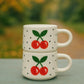 Set of 2 Handmade Cherry Mugs with Design for Your Kitchen - handmade cherry mugs ceramic design