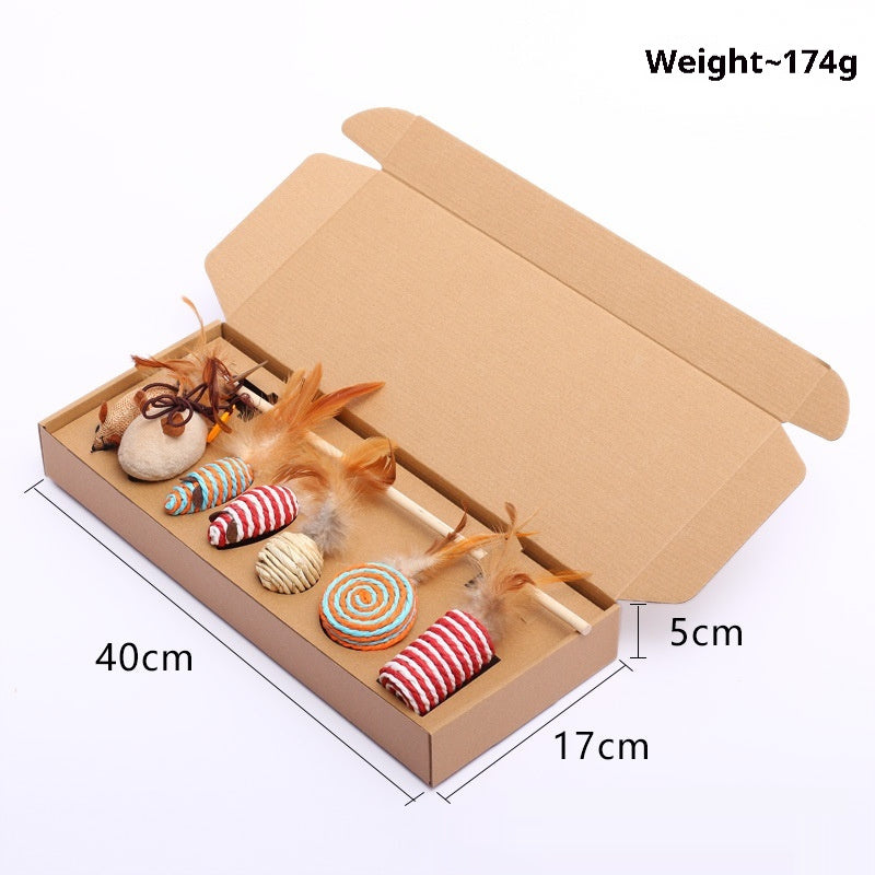 Seven Piece Cotton String Cat Toy Set in Solid and Mixed Colors - Telepluscomtr cat toy