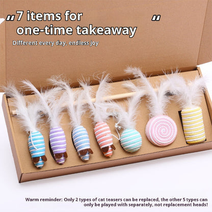 Seven Piece Cotton String Cat Toy Set in Solid and Mixed Colors - Telepluscomtr cat toy