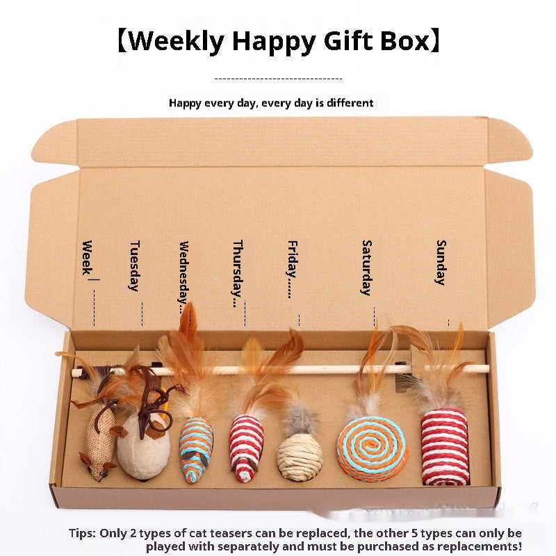 Seven Piece Cotton String Cat Toy Set in Solid and Mixed Colors - Telepluscomtr cat toy