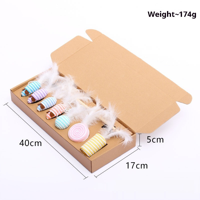 Seven Piece Cotton String Cat Toy Set in Solid and Mixed Colors - Telepluscomtr cat toy