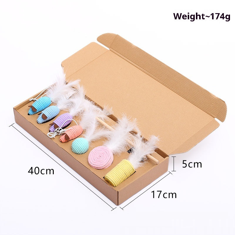 Seven Piece Cotton String Cat Toy Set in Solid and Mixed Colors - Telepluscomtr cat toy