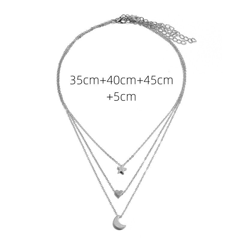 Shang Multi-layer Star Moon Love Pendant Necklace - Shang Multi-layer Star Moon Love Pendant Necklace