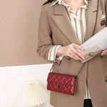 Sheepskin Large Capacity Phone Bag Embroidered Diamond Plaid - Sheepskin Bag: Where Style Meets Phone Luxury