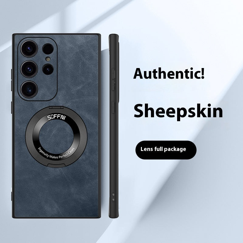 Sheepskin Magnetic Suction Phone Case with Rotatable Ring Bracket - Teleplus sheepskin magnetic suction rotatable ring
