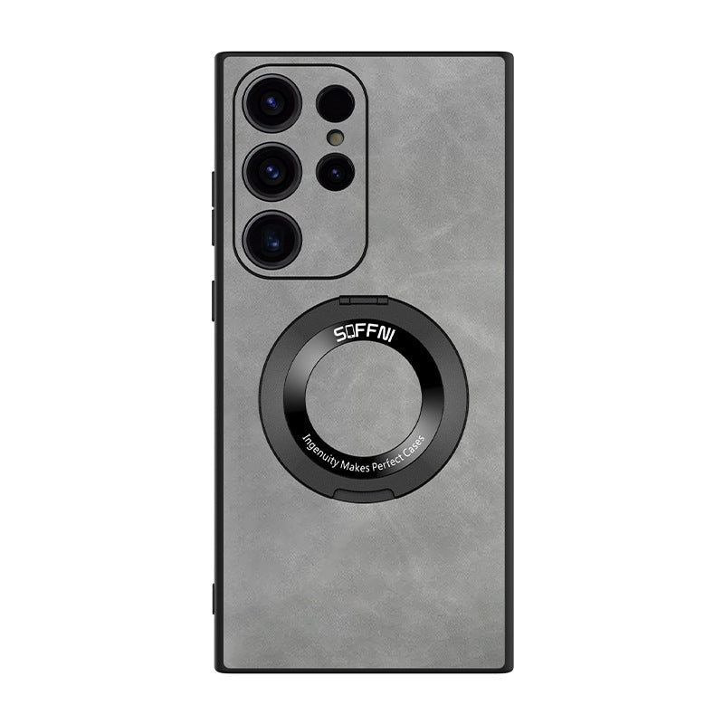Sheepskin Magnetic Suction Phone Case with Rotatable Ring Bracket - Teleplus sheepskin magnetic suction rotatable ring