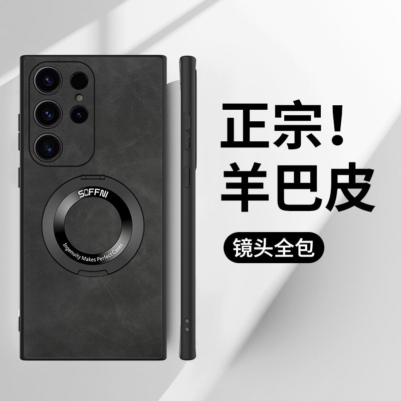 Sheepskin Magnetic Suction Phone Case with Rotatable Ring Bracket - Teleplus sheepskin magnetic suction rotatable ring