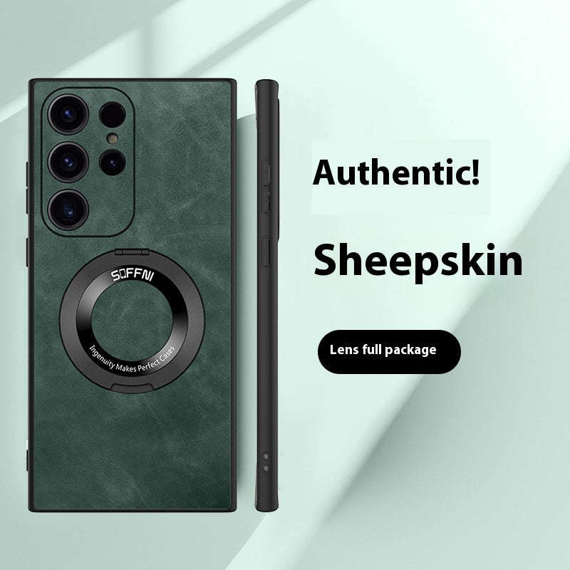 Sheepskin Magnetic Suction Phone Case with Rotatable Ring Bracket - Teleplus sheepskin magnetic suction rotatable ring