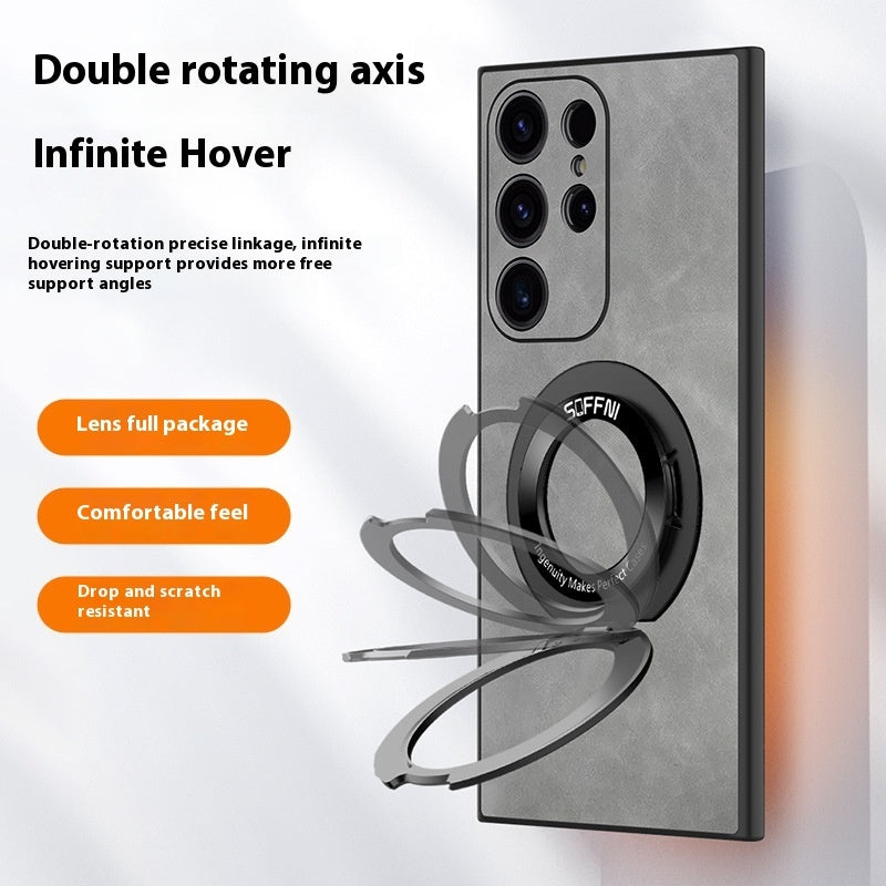 Sheepskin Magnetic Suction Phone Case with Rotatable Ring Bracket - Teleplus sheepskin magnetic suction rotatable ring