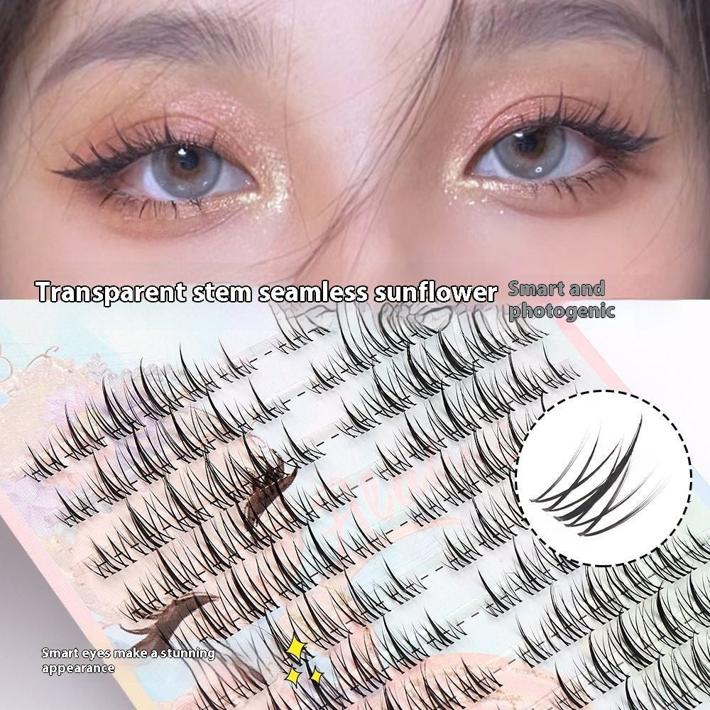 Sheer Root Natural Fake Eyelashes with Segmented Design for a Comic Fairy Look - sheer root natural segmented comic
