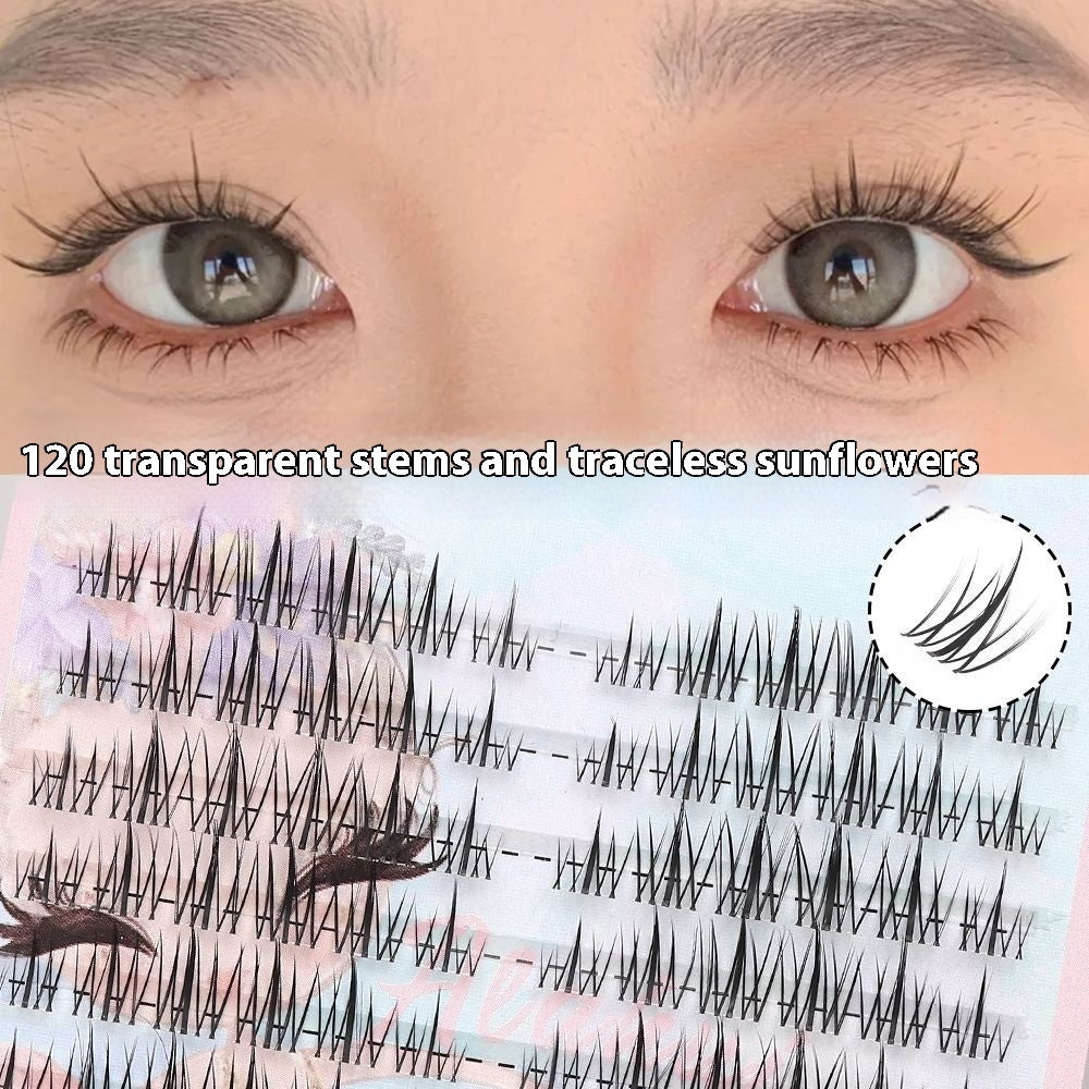 Sheer Root Natural Fake Eyelashes with Segmented Design for a Comic Fairy Look - sheer root natural segmented comic