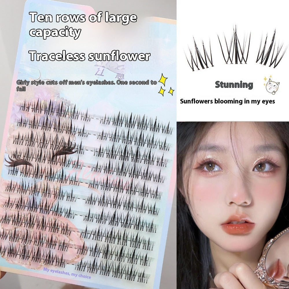 Sheer Root Natural Fake Eyelashes with Segmented Design for a Comic Fairy Look - sheer root natural segmented comic