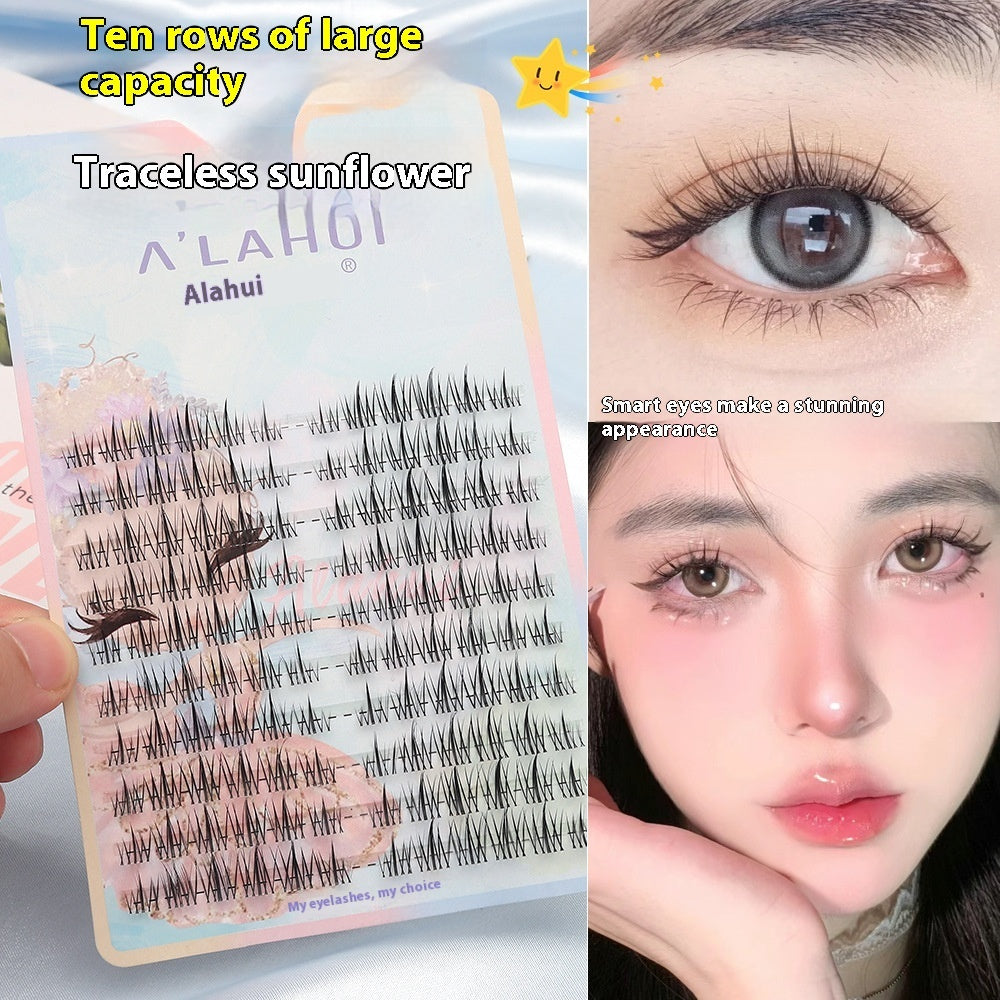 Sheer Root Natural Fake Eyelashes with Segmented Design for a Comic Fairy Look - sheer root natural segmented comic