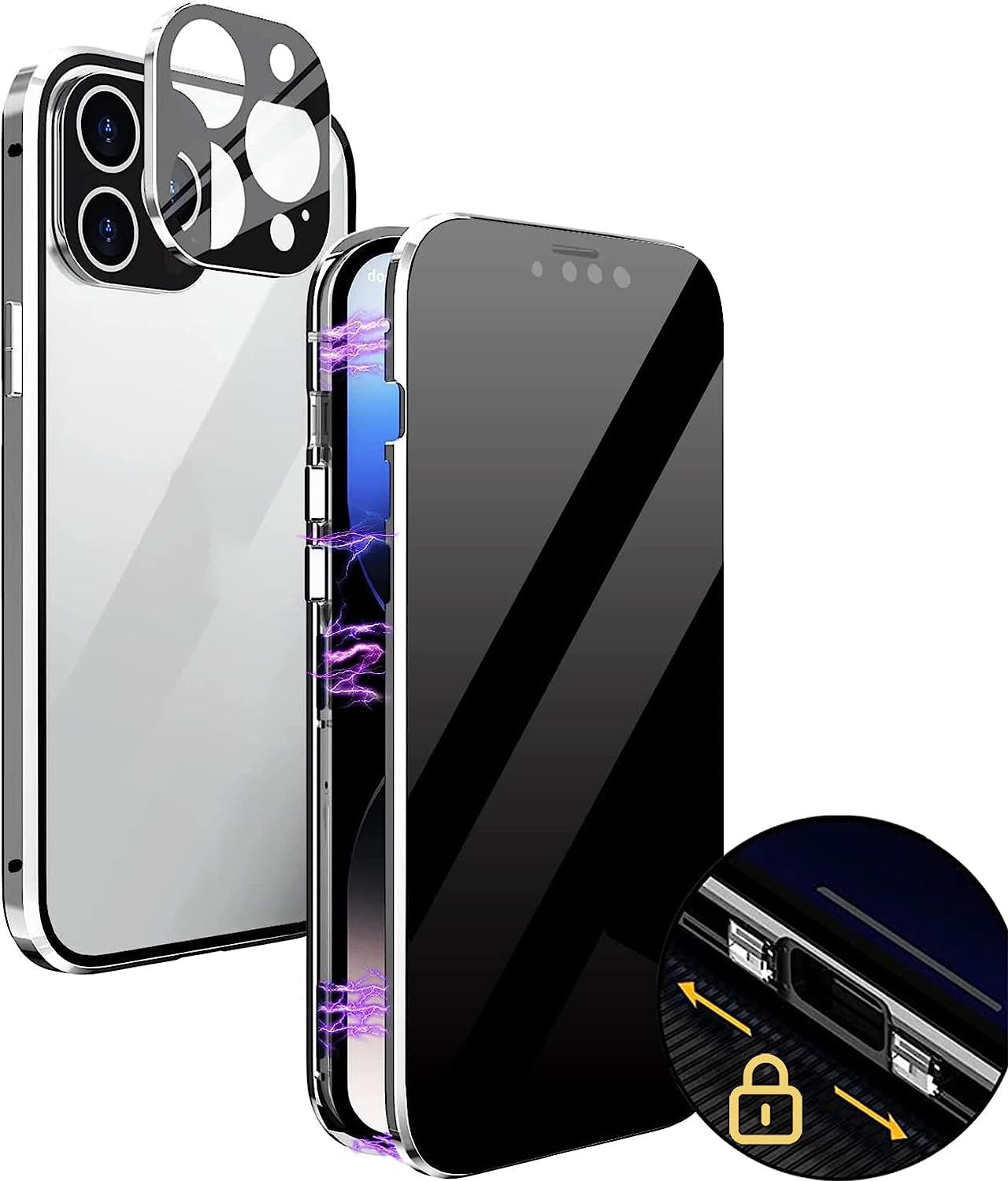 Shockproof Aluminum Alloy Glass Phone Case for Apple Multiple Colors - Teleplus phone case