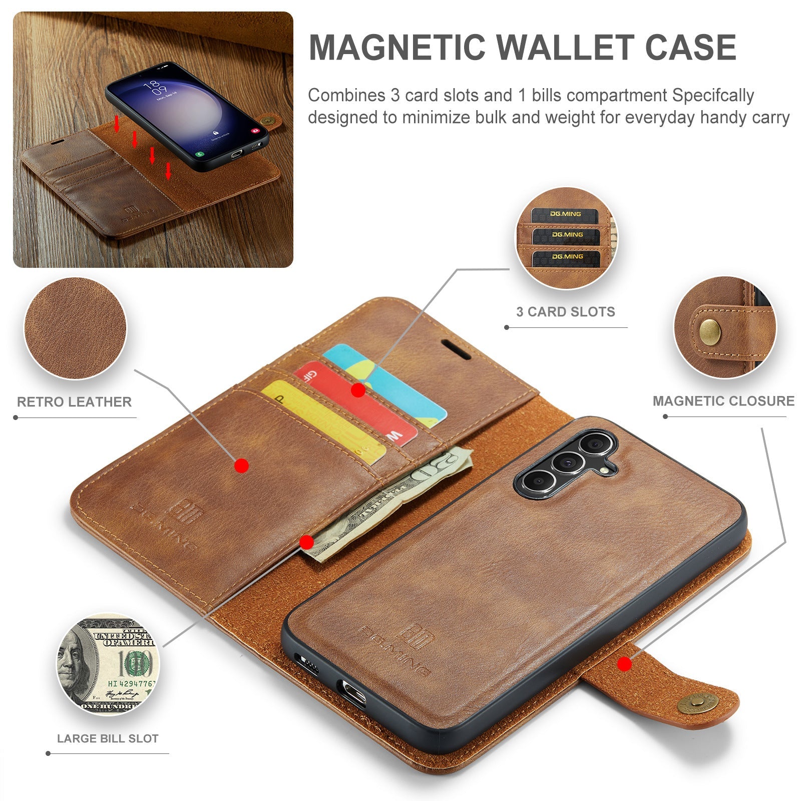 Shockproof Mobile Phone Wallet Case with Magnetic Suction for Samsung - Teleplus shockproof mobile phone protective case