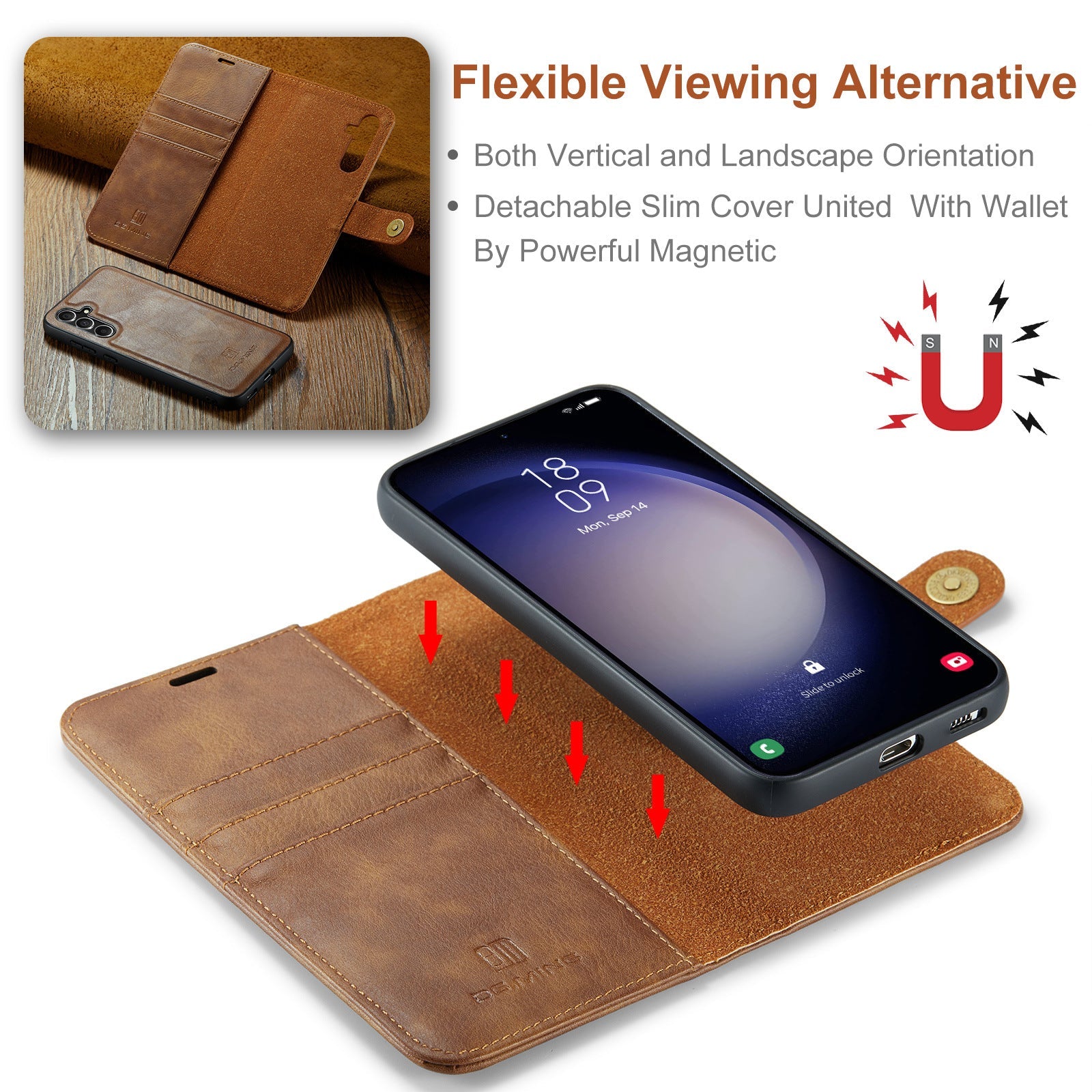 Shockproof Mobile Phone Wallet Case with Magnetic Suction for Samsung - Teleplus shockproof mobile phone protective case
