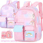 Side Opening Cute Relieve Pressure Children’s Backpack - Cute Starry Sky Backpacks in Gradually Varied Pink