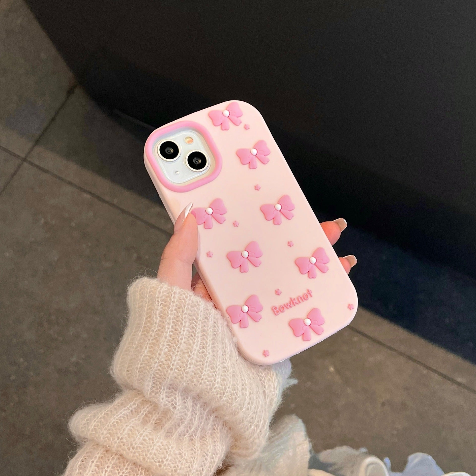 Silicone Bow Phone Case for iPhone Anti-Fingerprint Non-Apple Compatible - silicone bow phone case