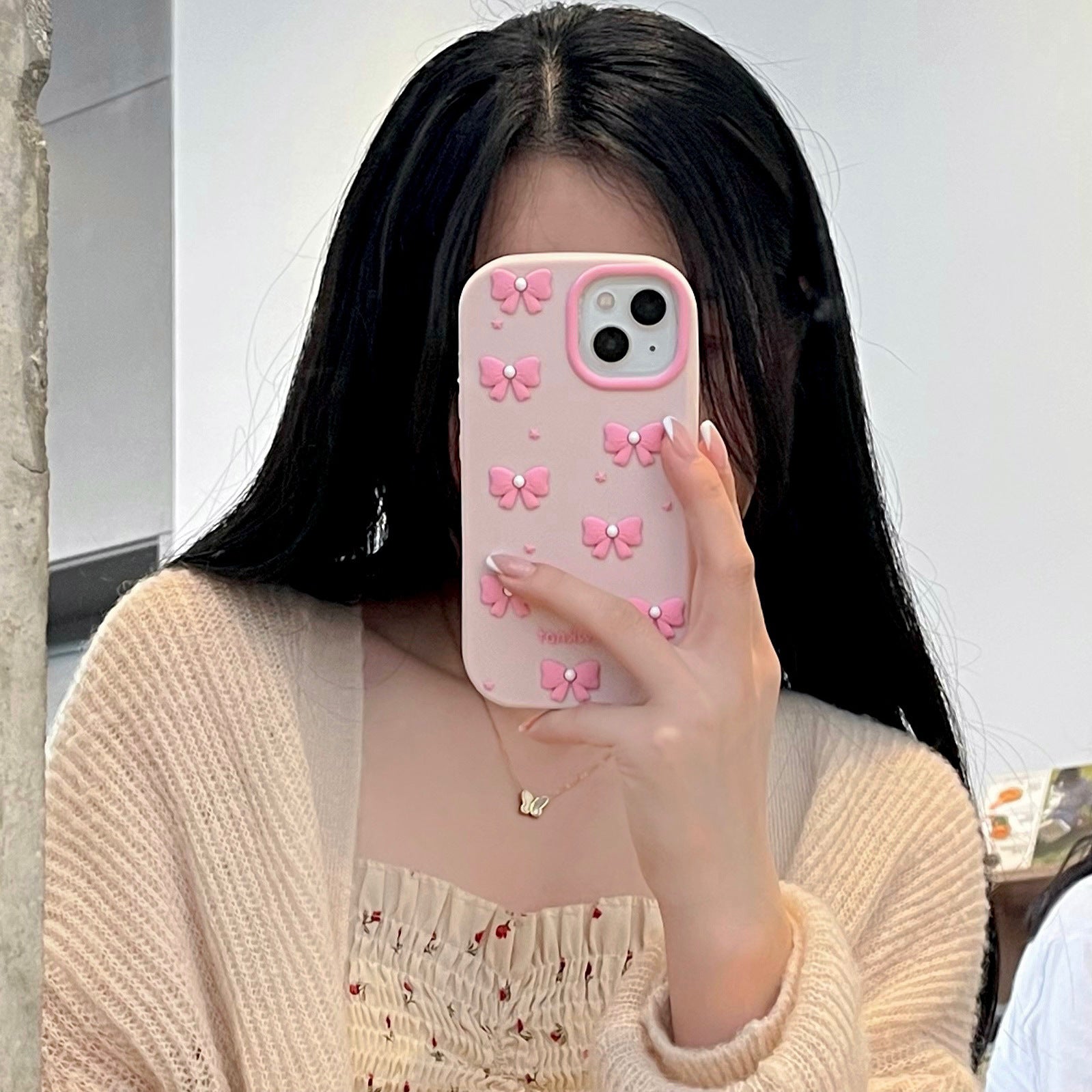 Silicone Bow Phone Case for iPhone Anti-Fingerprint Non-Apple Compatible - silicone bow phone case