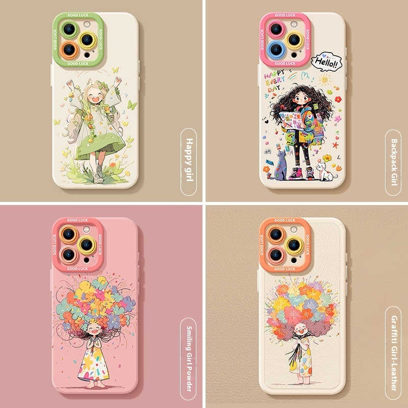 Silicone Cute Graffiti Girl Flower Protective Phone Case for the United States - Teleplus united states chf silicone