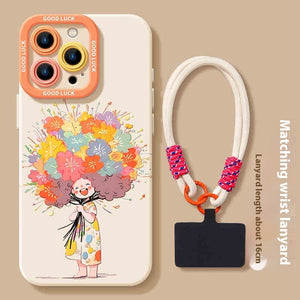 Silicone Cute Graffiti Girl Flower Protective Phone Case for the United States - Teleplus united states chf silicone