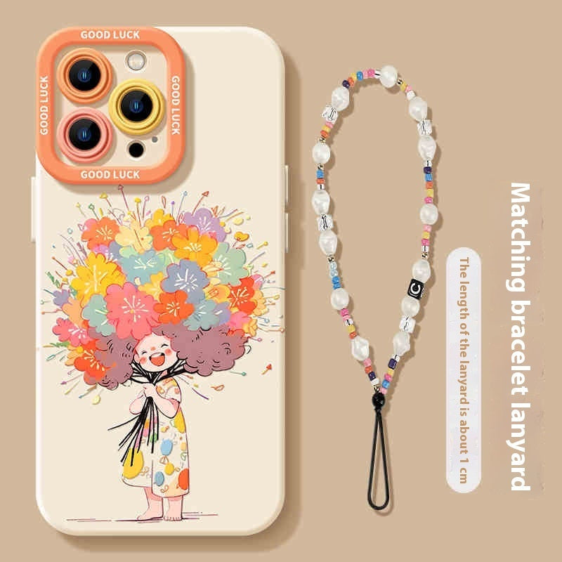 Silicone Cute Graffiti Girl Flower Protective Phone Case for the United States - Teleplus united states chf silicone
