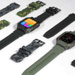 Silicone Flat Direct Smart Watch Strap in Black and Army Green - silicone flat direct mouth smart watch strap