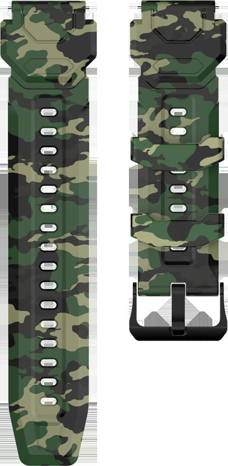 Silicone Flat Direct Smart Watch Strap in Black and Army Green - silicone flat direct mouth smart watch strap