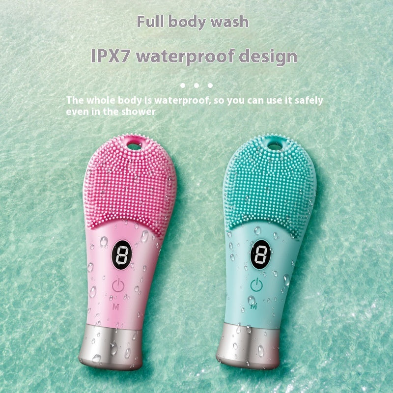 Electric Beauty Facial Cleansing Instrument with Silicone Gel and Ultrasonic Vibration - Fun silicone gel cleansing