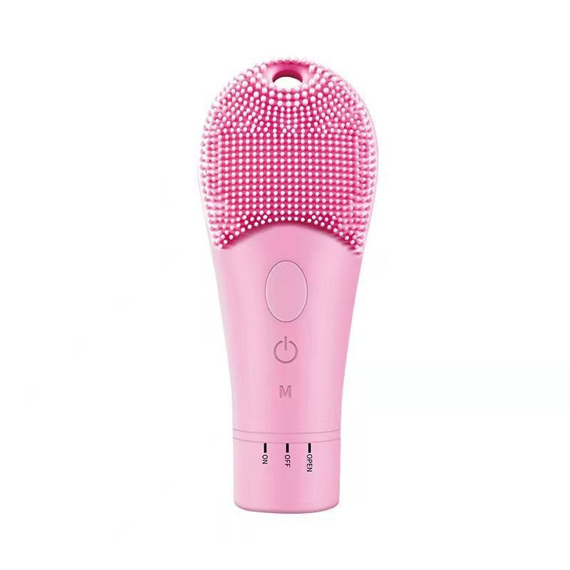 Electric Beauty Facial Cleansing Instrument with Silicone Gel and Ultrasonic Vibration - Fun silicone gel cleansing