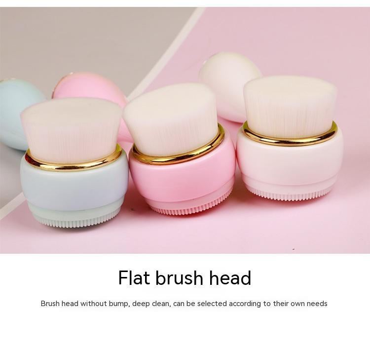 Silicone Manual Golden Double Head Facial Cleaning Brush with Pink and Blue Dots - Teleplus for Skin silicone manual
