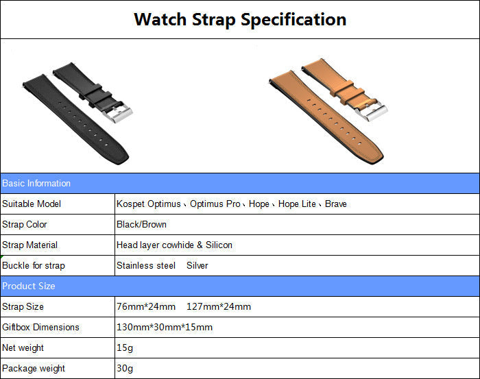 Silicone Plus Leather Watch Strap - Silicone Plus Leather Watch Strap for Optimus Series