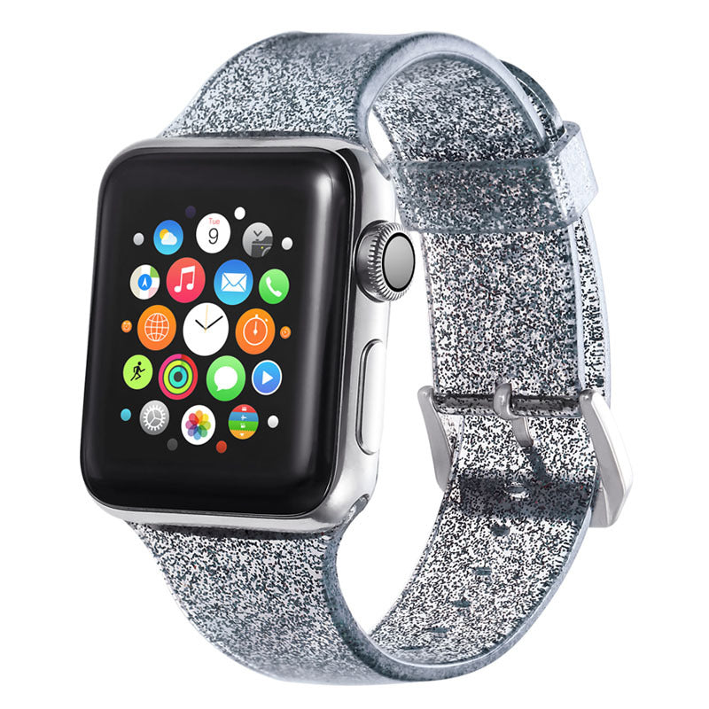 Silicone Smart Watch Strap with Glitter for Unisex Fashion - Teleplus smart watch strap silicone glitter