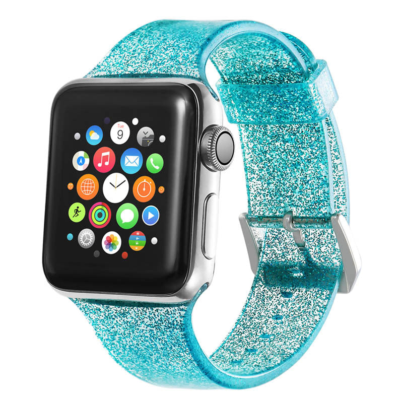 Silicone Smart Watch Strap with Glitter for Unisex Fashion - Teleplus smart watch strap silicone glitter