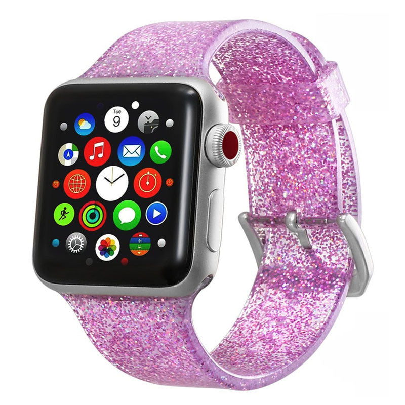Silicone Smart Watch Strap with Glitter for Unisex Fashion - Teleplus smart watch strap silicone glitter