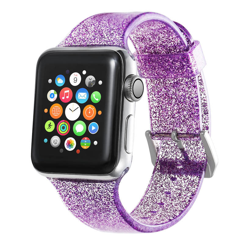 Silicone Smart Watch Strap with Glitter for Unisex Fashion - Teleplus smart watch strap silicone glitter